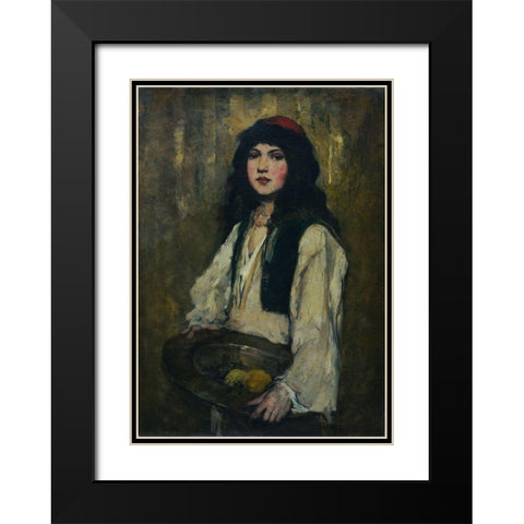 The Venetian Girl Black Modern Wood Framed Art Print with Double Matting by Duveneck, Frank