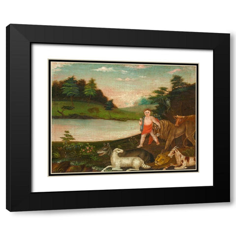 The Peaceable Kingdom Black Modern Wood Framed Art Print with Double Matting by Hicks, Edward