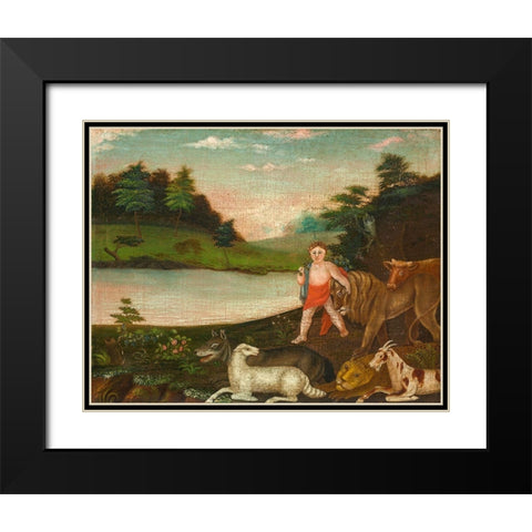 The Peaceable Kingdom Black Modern Wood Framed Art Print with Double Matting by Hicks, Edward
