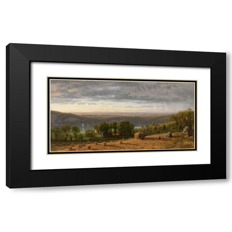 Landscape with Haywain Black Modern Wood Framed Art Print with Double Matting by Whittredge, Worthington