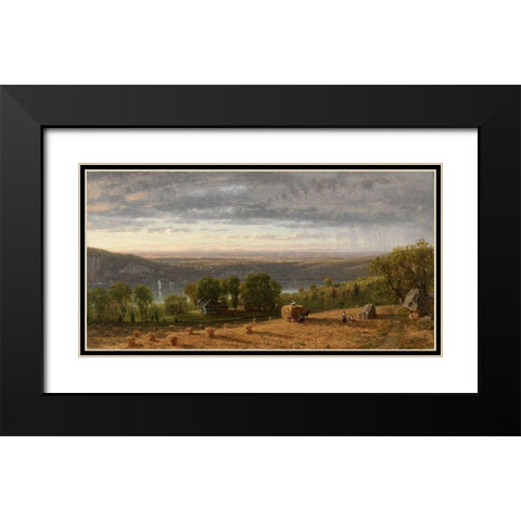 Landscape with Haywain Black Modern Wood Framed Art Print with Double Matting by Whittredge, Worthington