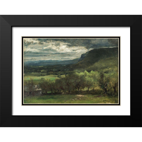Montclair New Jersey Black Modern Wood Framed Art Print with Double Matting by Inness, George