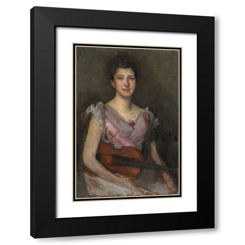 The Violin Player Black Modern Wood Framed Art Print with Double Matting by Whistler, James McNeill