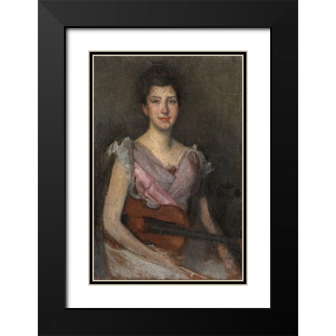 The Violin Player Black Modern Wood Framed Art Print with Double Matting by Whistler, James McNeill
