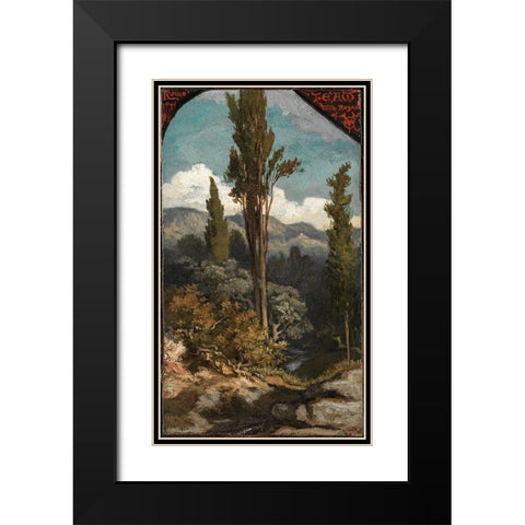 Three Trees Italy Black Modern Wood Framed Art Print with Double Matting by Vedder, Elihu