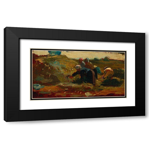 Women Working in a Field Black Modern Wood Framed Art Print with Double Matting by Homer, Winslow