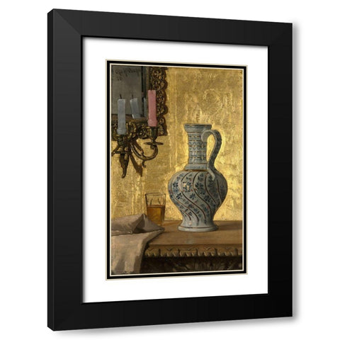 Pitcher and a Glass on a Table Black Modern Wood Framed Art Print with Double Matting by Bacher, Otto H
