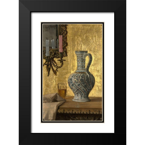 Pitcher and a Glass on a Table Black Modern Wood Framed Art Print with Double Matting by Bacher, Otto H