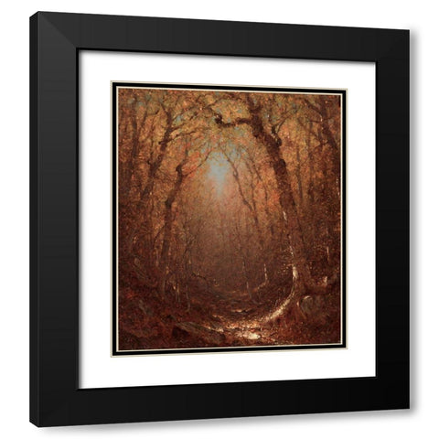 Autumn a Wood Path Black Modern Wood Framed Art Print with Double Matting by Gifford, Sanford Robinson