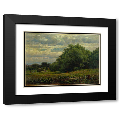 Harvest Time Black Modern Wood Framed Art Print with Double Matting by Inness, George