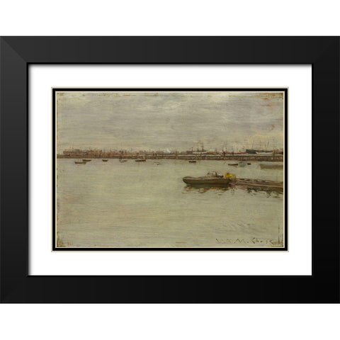 Seascape Black Modern Wood Framed Art Print with Double Matting by Ranger, Henry Ward