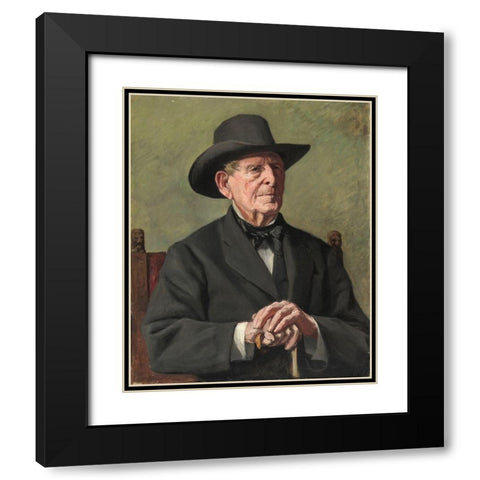 Portrait of an Old Sea Captain Black Modern Wood Framed Art Print with Double Matting by Isham, Samuel
