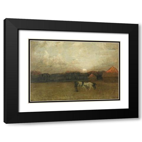 The Stubble Field Black Modern Wood Framed Art Print with Double Matting by Dearth, Henry Golden