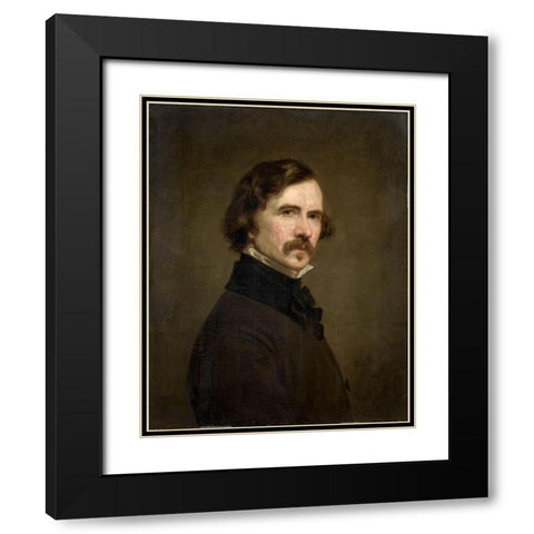 Self-Portrait Black Modern Wood Framed Art Print with Double Matting by Healy, Geogre Peter Alexander
