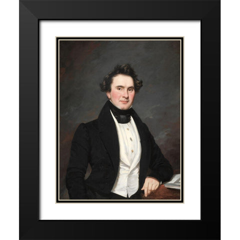 Portrait of a Man Black Modern Wood Framed Art Print with Double Matting by Waldo, Samuel Lovett