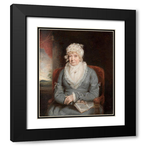 Portrait of a Woman Mrs Ann Hivlyn Black Modern Wood Framed Art Print with Double Matting by America or England, 19th Century
