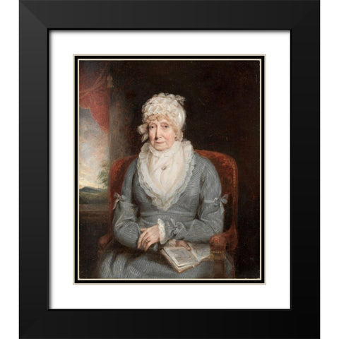 Portrait of a Woman Mrs Ann Hivlyn Black Modern Wood Framed Art Print with Double Matting by America or England, 19th Century