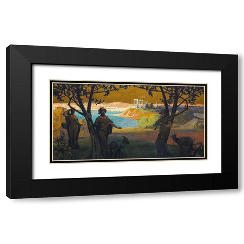 Mural Sketch Pastoral Study No 1 Black Modern Wood Framed Art Print with Double Matting by Keller, Henry