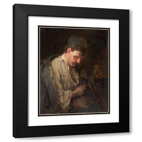 Portrait of a Man Black Modern Wood Framed Art Print with Double Matting by Bohm, Max
