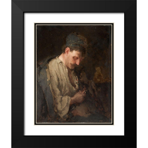 Portrait of a Man Black Modern Wood Framed Art Print with Double Matting by Bohm, Max