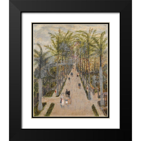 The Palm Alley Black Modern Wood Framed Art Print with Double Matting by Case, Frank E