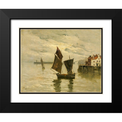 Harbor Scene Black Modern Wood Framed Art Print with Double Matting by Boggs, Frank