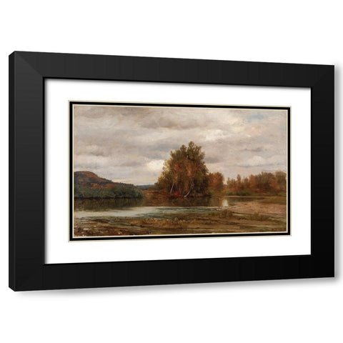 Gray Day on the Esopus Black Modern Wood Framed Art Print with Double Matting by Cropsey, Jasper F