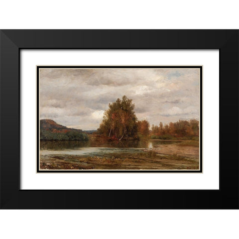 Gray Day on the Esopus Black Modern Wood Framed Art Print with Double Matting by Cropsey, Jasper F