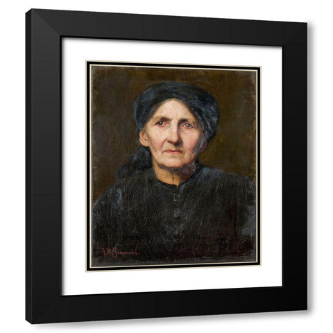 Old Peasant Black Modern Wood Framed Art Print with Double Matting by Simmons, Freeman Willis