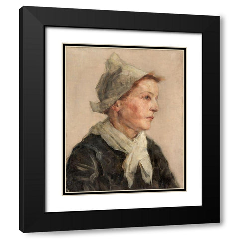 Head of a Woman Black Modern Wood Framed Art Print with Double Matting by Gottwald, Frederick
