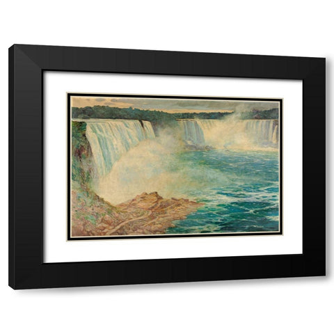Niagara Falls Black Modern Wood Framed Art Print with Double Matting by Satra, August