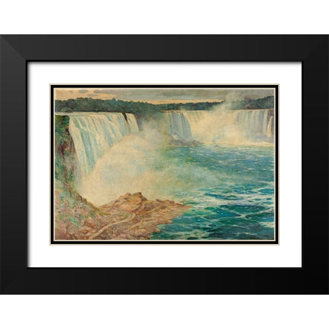 Niagara Falls Black Modern Wood Framed Art Print with Double Matting by Satra, August