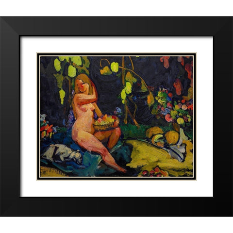 Nude Black Modern Wood Framed Art Print with Double Matting by Keller, Henry