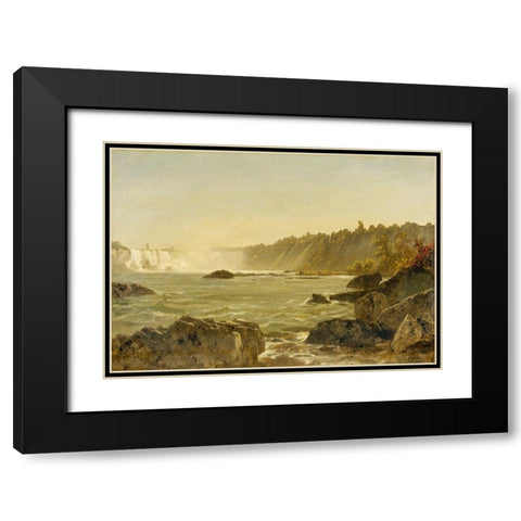 View of Niagara Falls Black Modern Wood Framed Art Print with Double Matting by Kensett, John Frederick