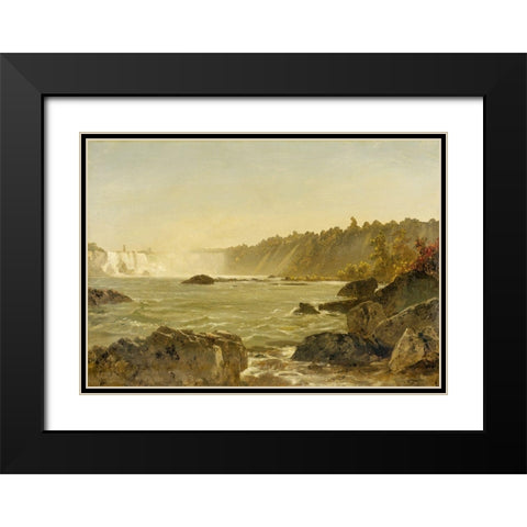 View of Niagara Falls Black Modern Wood Framed Art Print with Double Matting by Kensett, John Frederick
