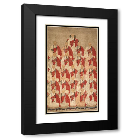 Portrait of Buddhist Monks of Obaku Sect Black Modern Wood Framed Art Print with Double Matting by dynasty, China Qing
