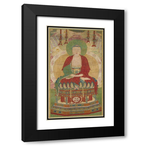 Seated Amitabha Black Modern Wood Framed Art Print with Double Matting by dynasty, China Ming