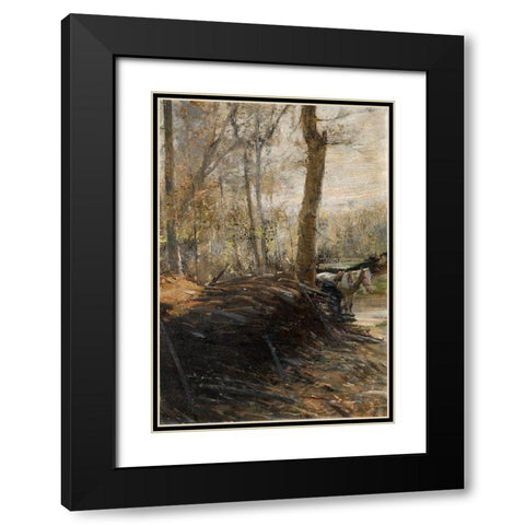 Woods Scene Black Modern Wood Framed Art Print with Double Matting by Keller, Henry
