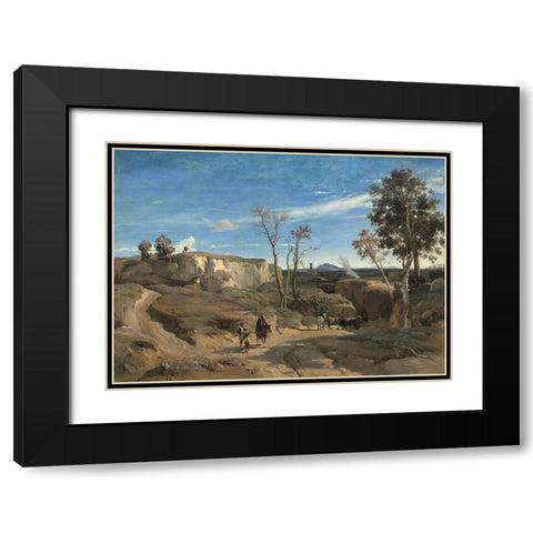 La Cervara the Roman Campagna Black Modern Wood Framed Art Print with Double Matting by Camille, Jean Baptiste