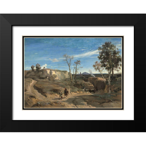 La Cervara the Roman Campagna Black Modern Wood Framed Art Print with Double Matting by Camille, Jean Baptiste