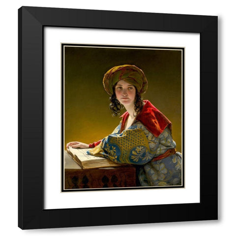 The Young Eastern Woman Black Modern Wood Framed Art Print with Double Matting by Amerling, Friedrich