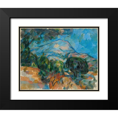 Mount Sainte Victoire Black Modern Wood Framed Art Print with Double Matting by Cezanne, Paul