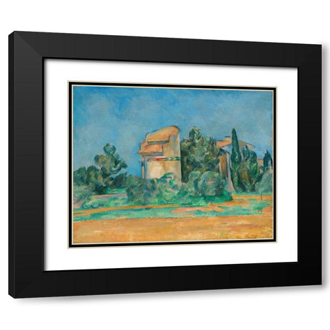 The Pigeon Tower at Bellevue Black Modern Wood Framed Art Print with Double Matting by Cezanne, Paul