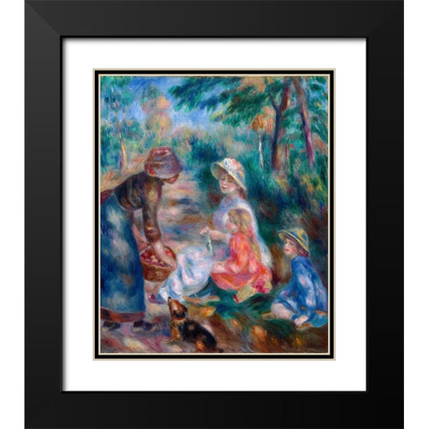 The Apple Seller Black Modern Wood Framed Art Print with Double Matting by Renoir, Pierre-Auguste