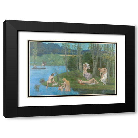 Summer Black Modern Wood Framed Art Print with Double Matting by de Chavannes, Pierre Puvis