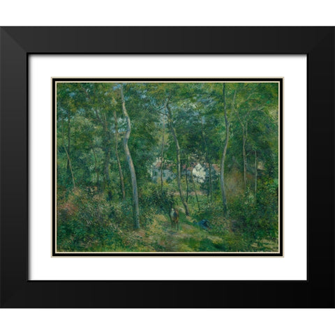 Edge of the Woods Near LHermitage Pontoise Black Modern Wood Framed Art Print with Double Matting by Pissarro, Camille