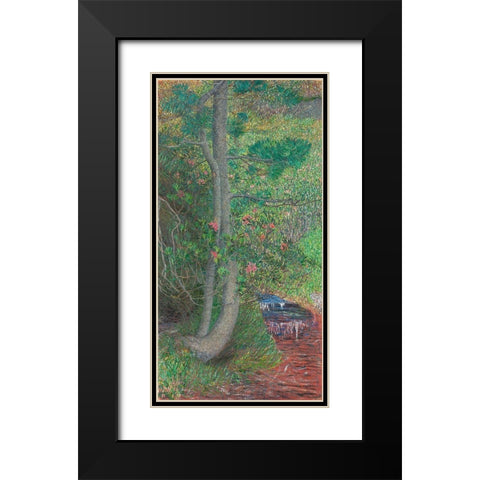 Pine Tree Black Modern Wood Framed Art Print with Double Matting by Segantini, Giovanni