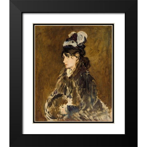 Berthe Morisot Black Modern Wood Framed Art Print with Double Matting by Manet, Edouard