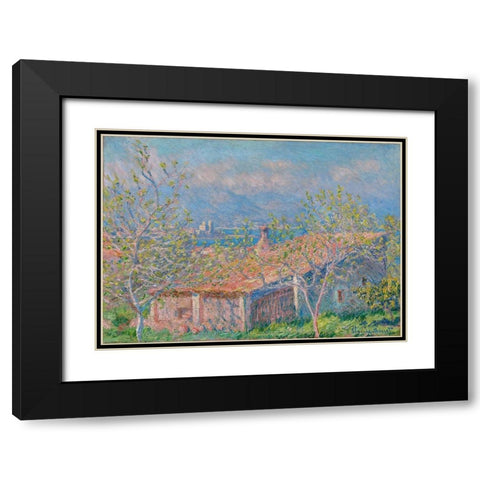 Gardeners House at Antibes Black Modern Wood Framed Art Print with Double Matting by Monet, Claude