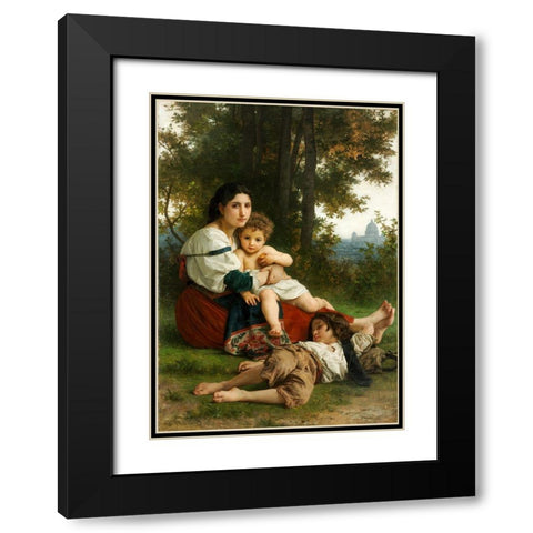 Rest Black Modern Wood Framed Art Print with Double Matting by Bouguereau, William Adolphe